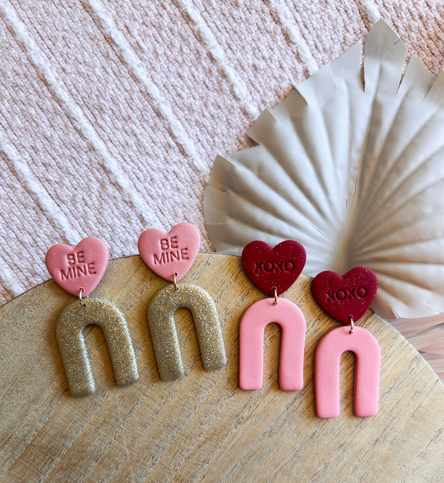 Be Mine and XOXO Valentine's Earrings | Cute Galentine's Earrings | Heart Earrings | Clay Earrings  | Lightweight or