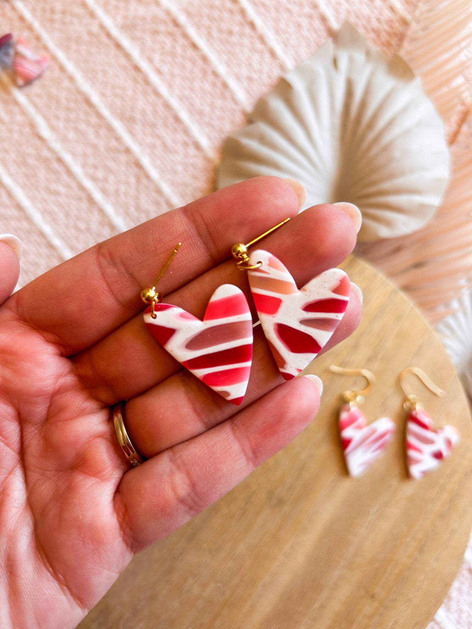 Heart Valentine's Earrings | Stained Glass Earrings | Valentine's Day  Earrings | Clay Earrings | Lightweight