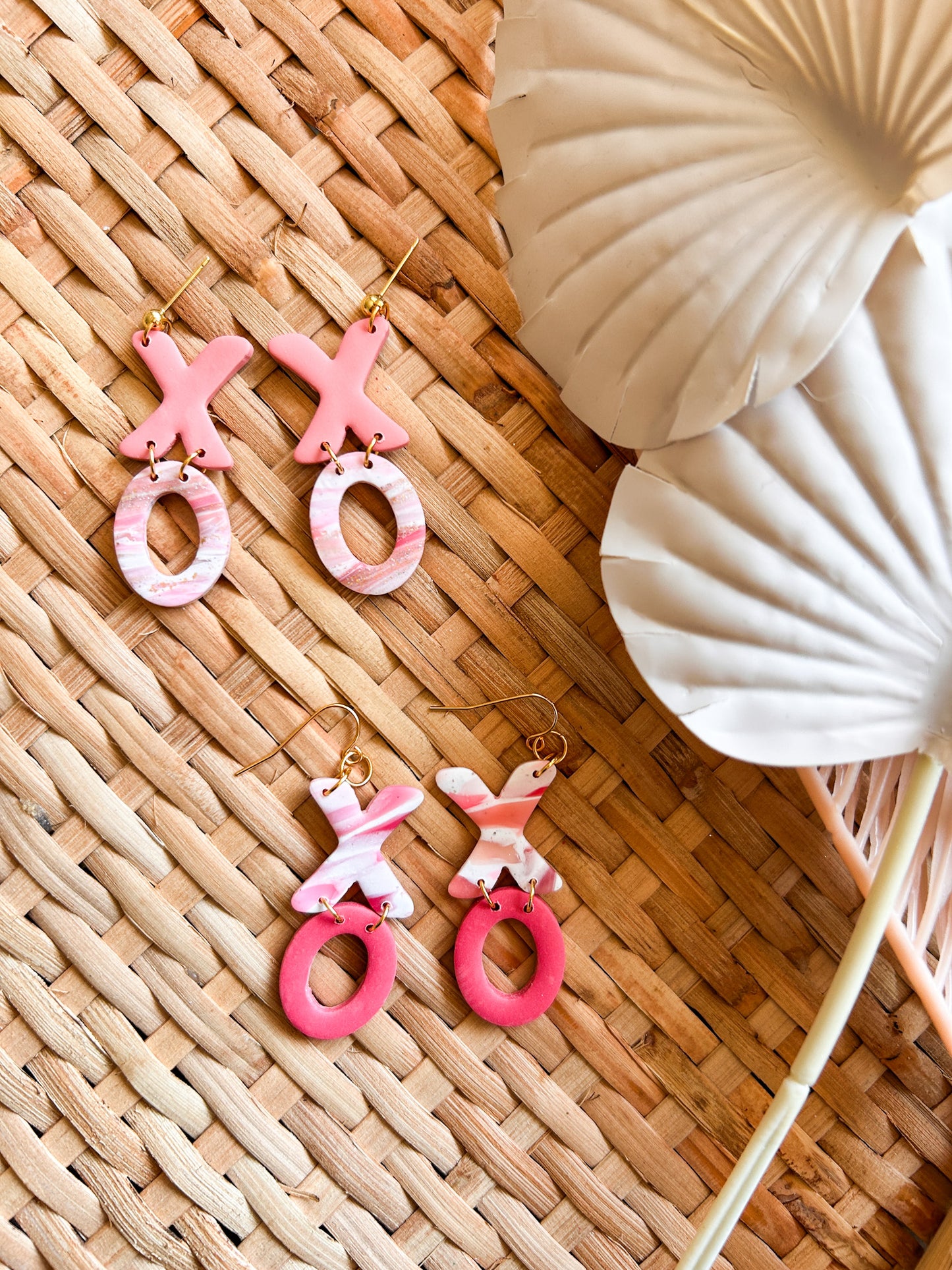 XOXO Kisses Clay Dangle Earrings | Stained Glass Style Earrings | Valentine's Day Earrings | Clay Earrings  | Lightweight