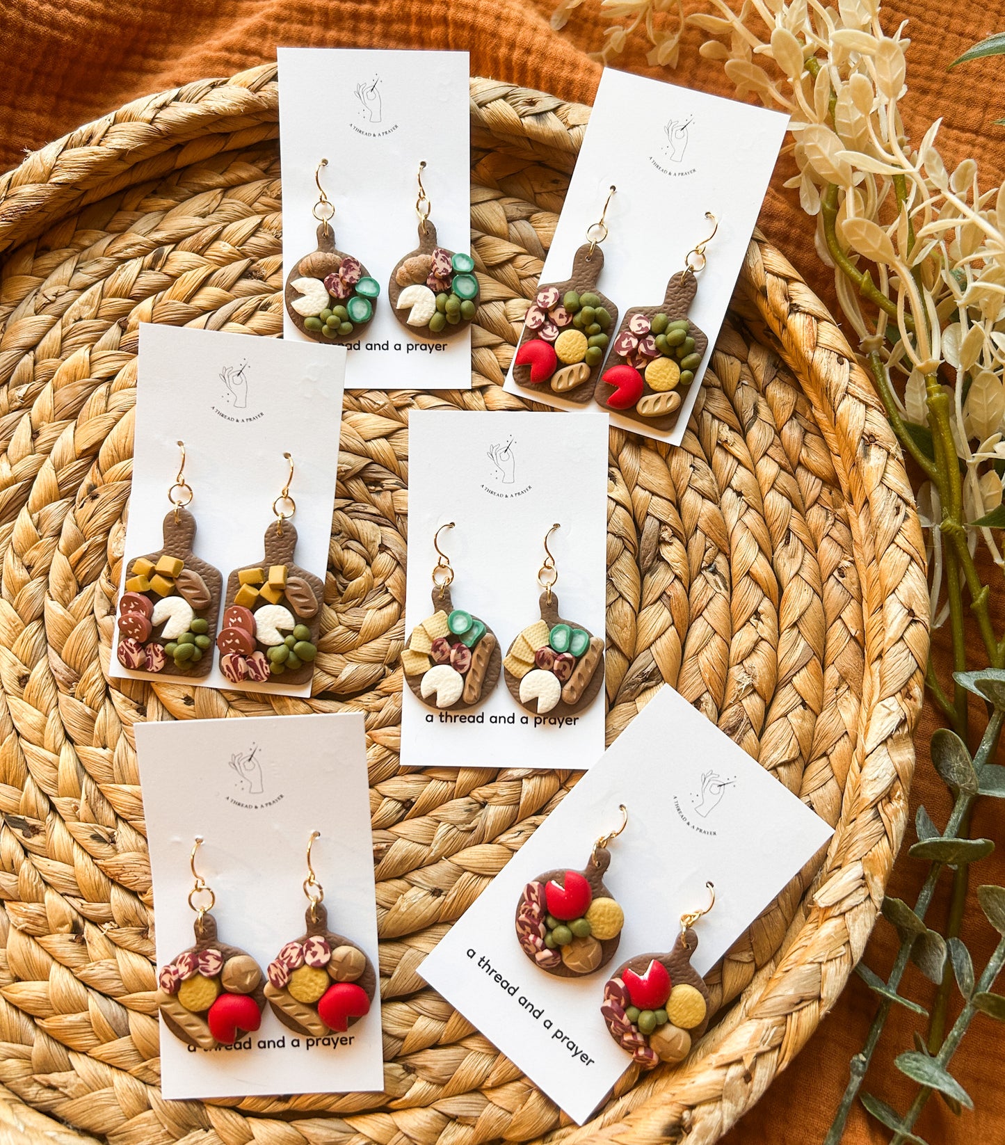 Friendsgiving Charcuterie Board Earrings | Wine Club | Book Club | Foodie Earrings | Mini Food | Girl Dinner