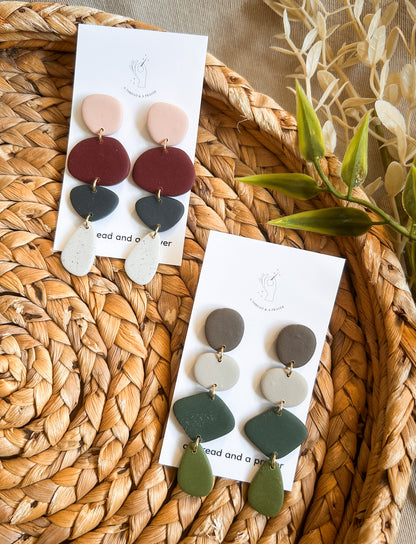Long Boho Winter Clay Earrings | Lightweight | Trendy