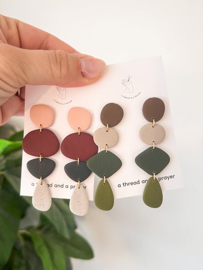 Long Boho Winter Clay Earrings | Lightweight | Trendy