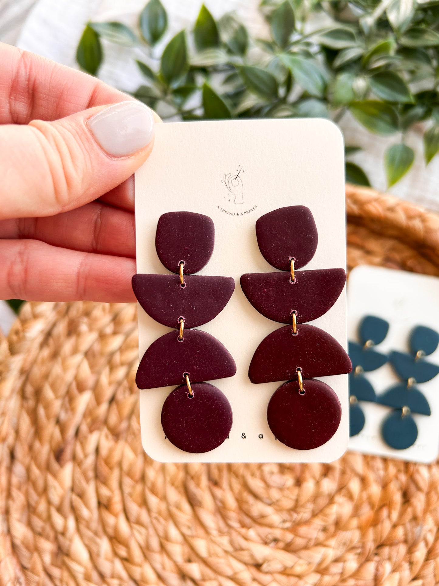 Moody Morning Blue and Wine Colored Clay Earrings | Spring Fashion | Spring Color Earrings | Statement Earrings | Lightweight