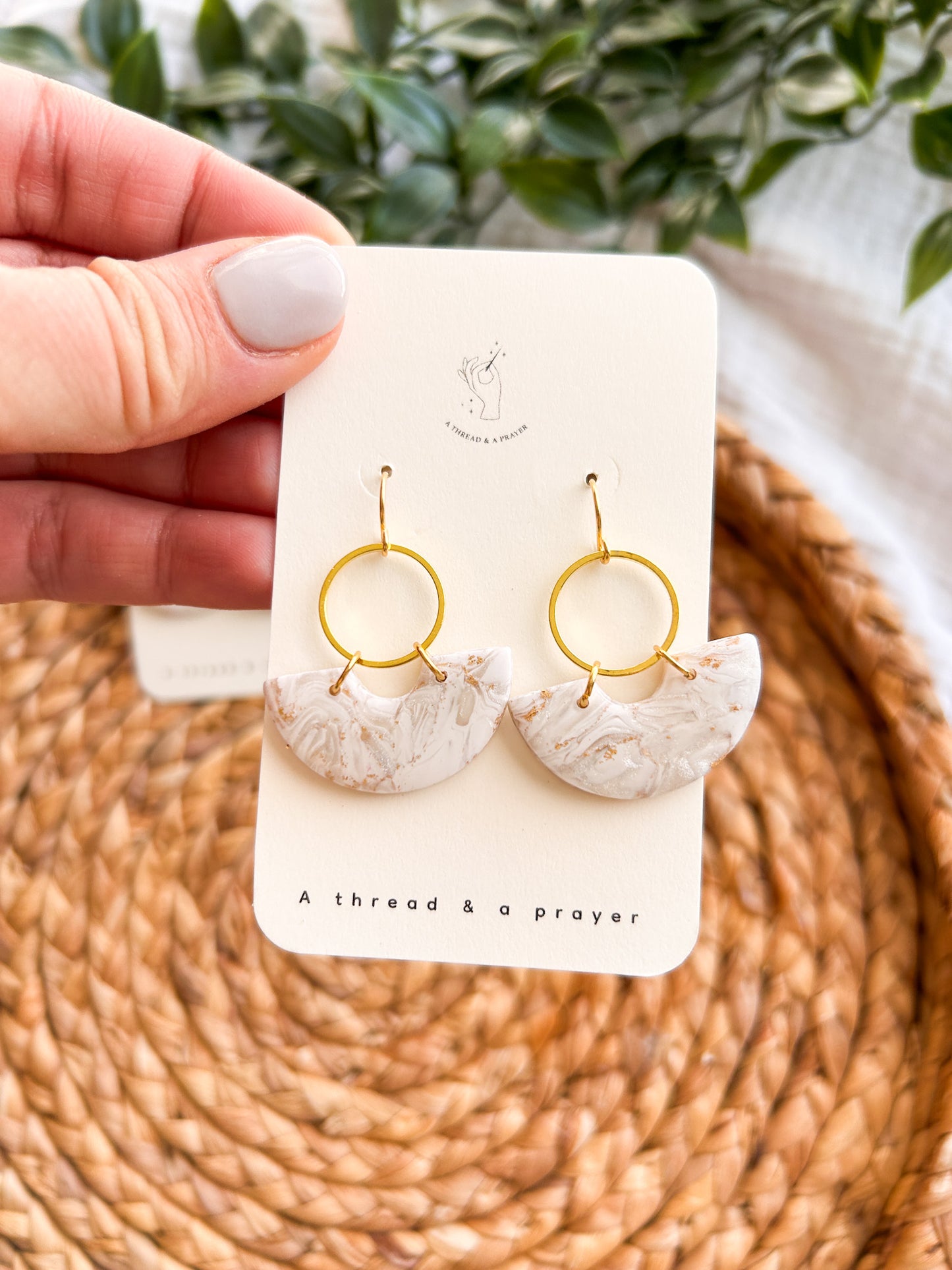 Snowy Days Shiny Resin Marble Clay Earrings | Winter Fashion | Snowy Vibes | Statement Earrings | Lightweight