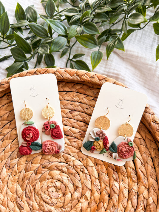Secret Garden Clay Earrings | Winter Fashion | Floral Vibes | Statement Earrings | Lightweight