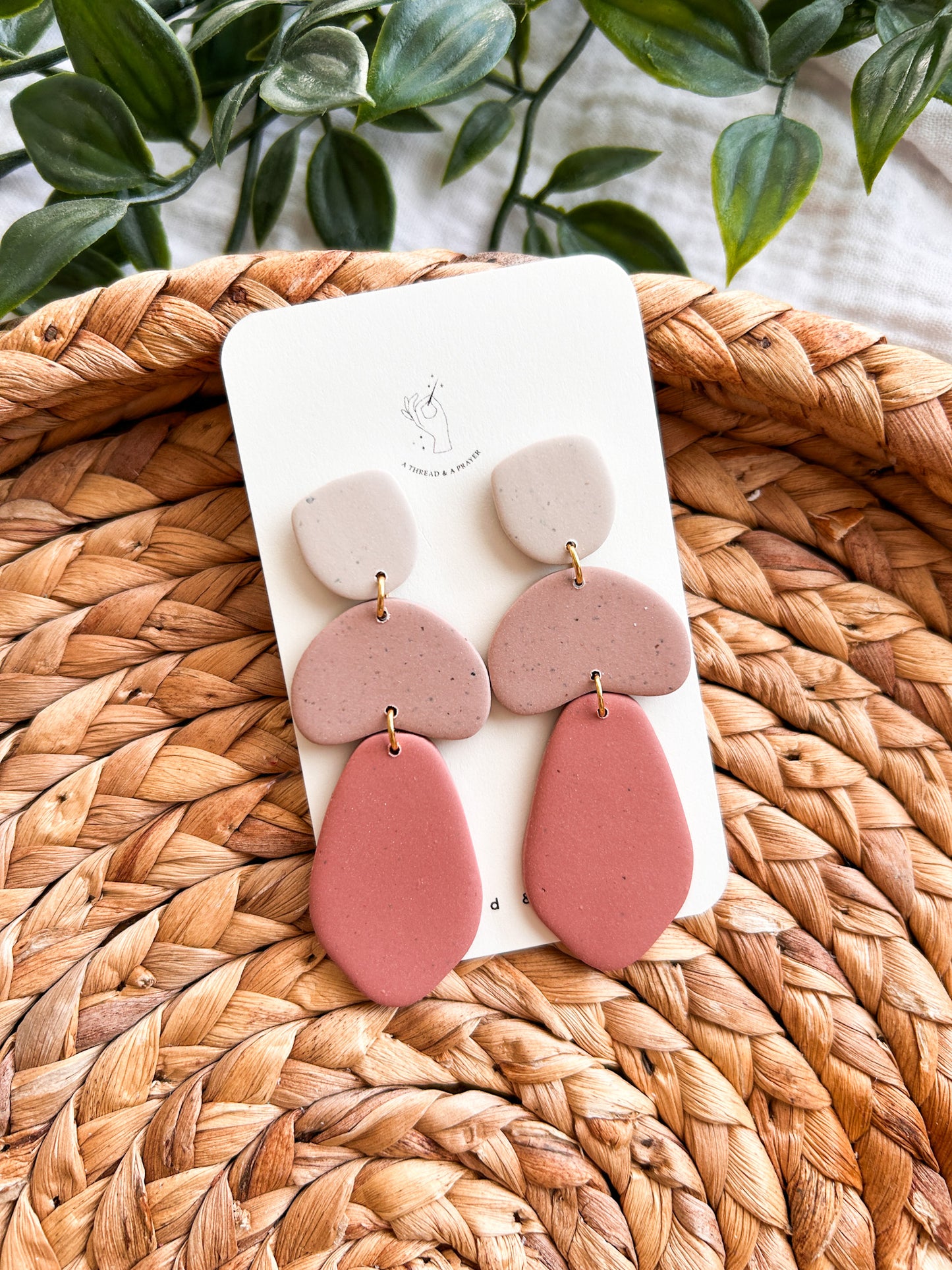 Soft Pink Romantic Dangle Polymer Clay Earrings | Spring Fashion | Spring Color Earrings | Statement Earrings | Lightweight