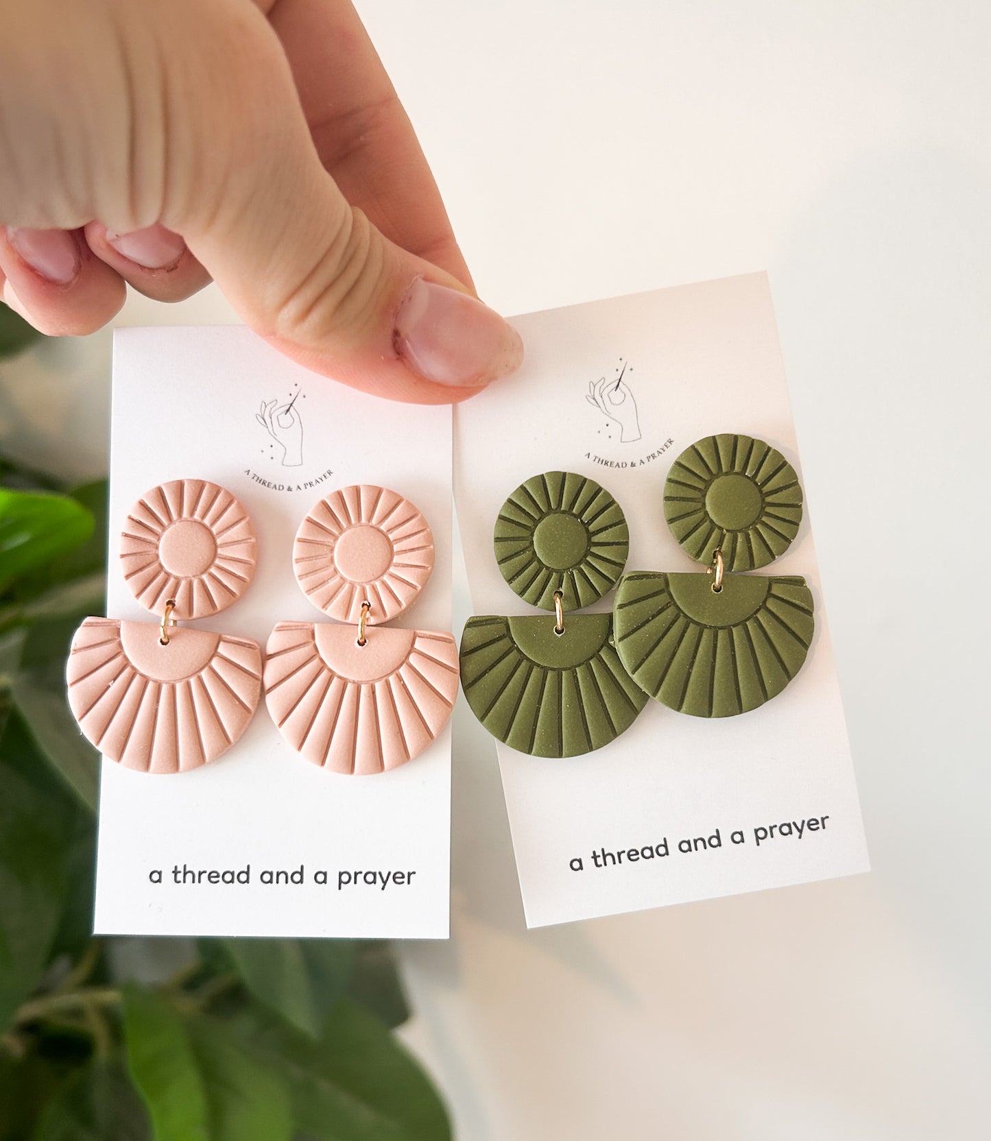 Boho Basics Clay Earrings | Green, Cream, Pink | Simple and Cute Earrings
