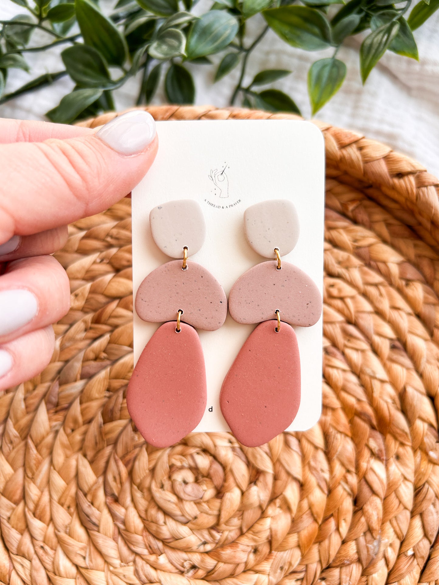 Soft Pink Romantic Dangle Polymer Clay Earrings | Spring Fashion | Spring Color Earrings | Statement Earrings | Lightweight