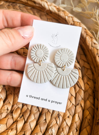 Boho Basics Clay Earrings | Green, Cream, Pink | Simple and Cute Earrings