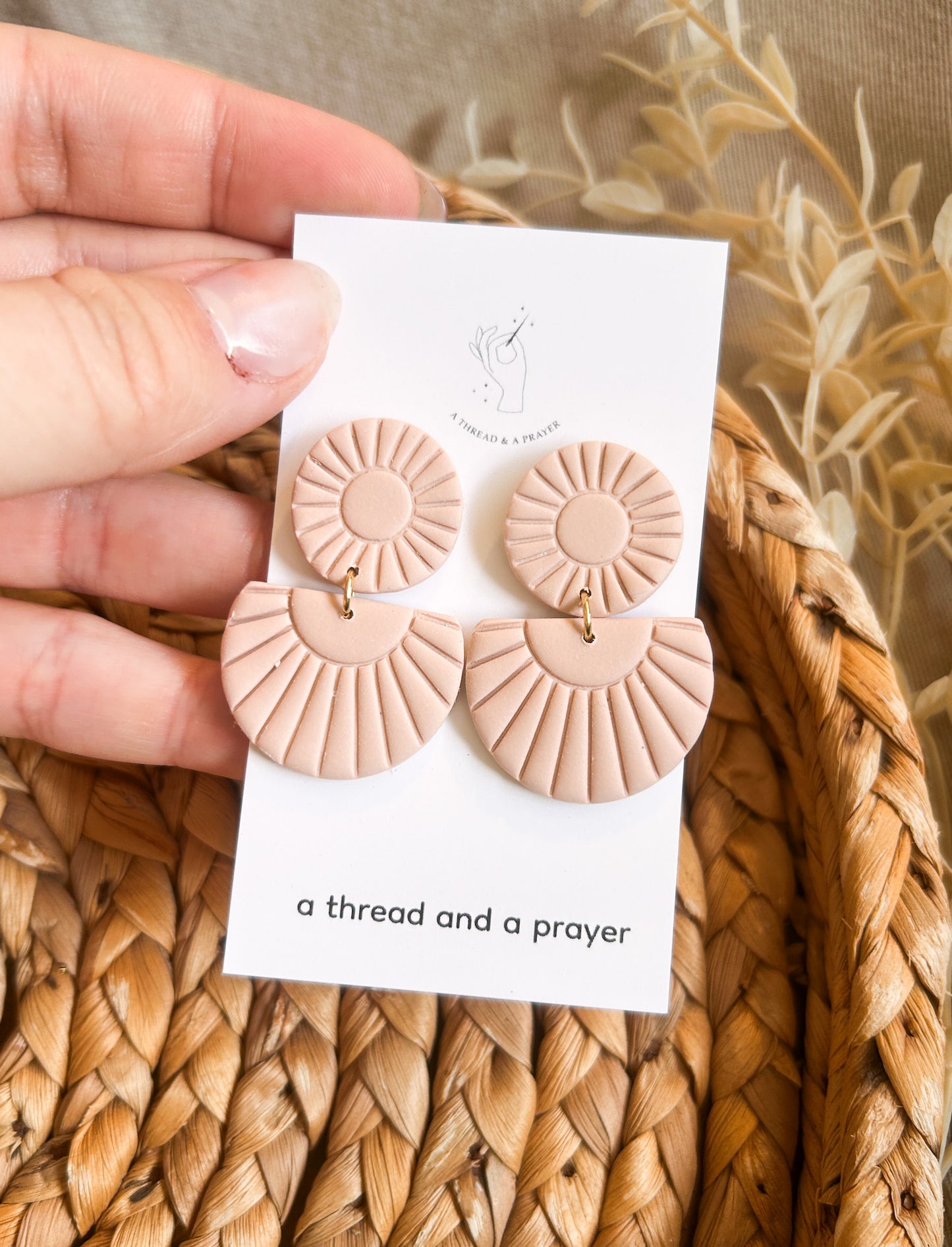 Boho Basics Clay Earrings | Green, Cream, Pink | Simple and Cute Earrings