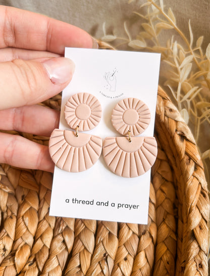 Boho Basics Clay Earrings | Green, Cream, Pink | Simple and Cute Earrings