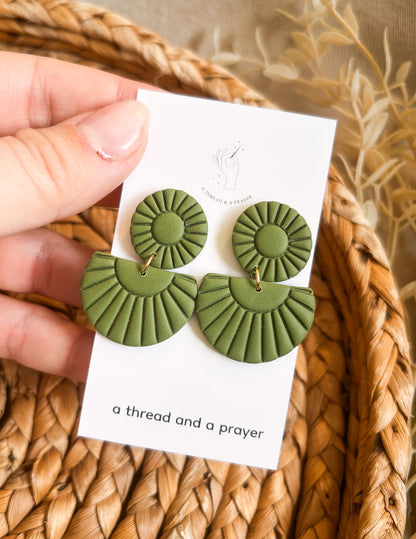 Boho Basics Clay Earrings | Green, Cream, Pink | Simple and Cute Earrings