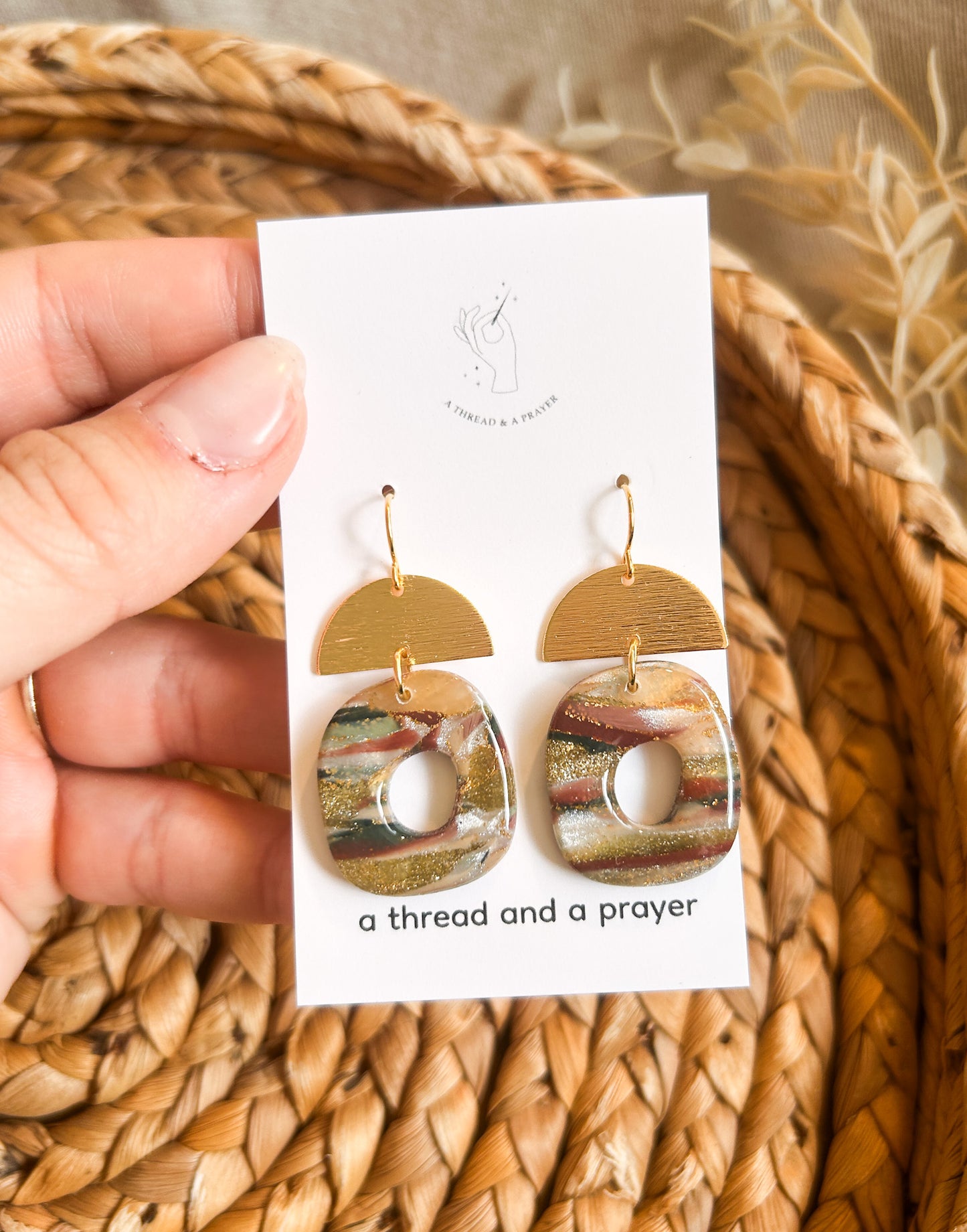 Marble Style Winter Color Earrings | Resin | Gold