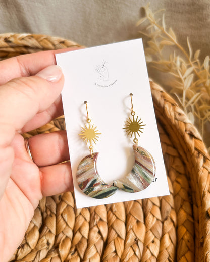 Marble Style Winter Color Earrings | Resin | Gold