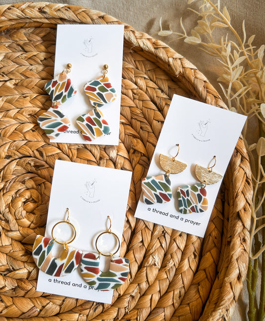 Winter Style Stained Glass Earrings