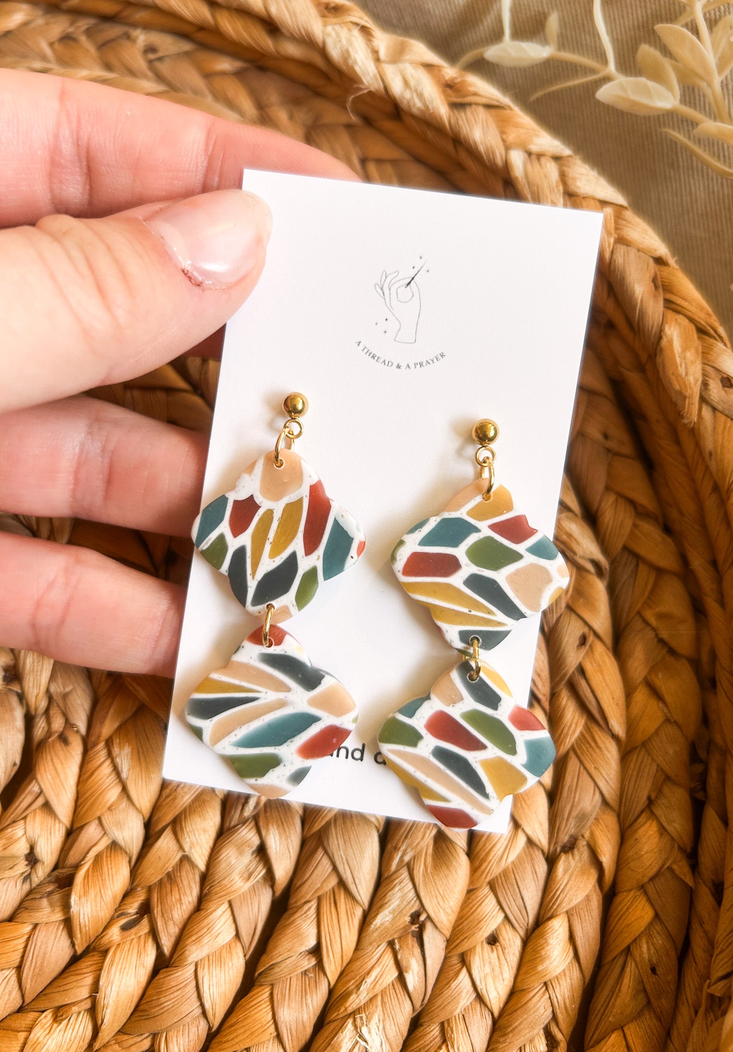 Winter Style Stained Glass Earrings