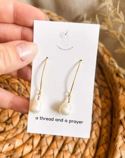 Cute Teardrop Pearl Earrings | Classic Pearls | Giftable | Stocking Stuffer | Gold Plated Stainless Steel