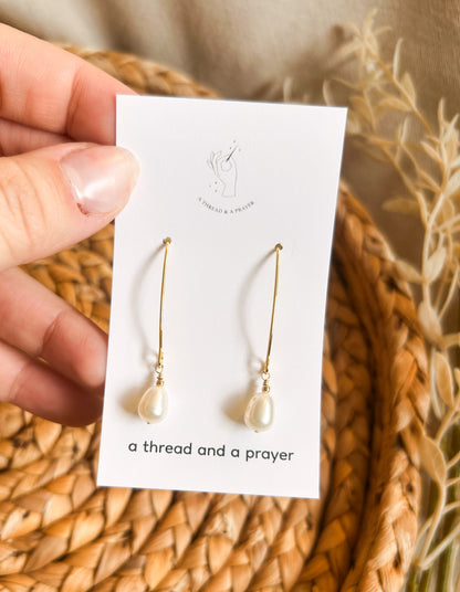 Cute Teardrop Pearl Earrings | Classic Pearls | Giftable | Stocking Stuffer | Gold Plated Stainless Steel