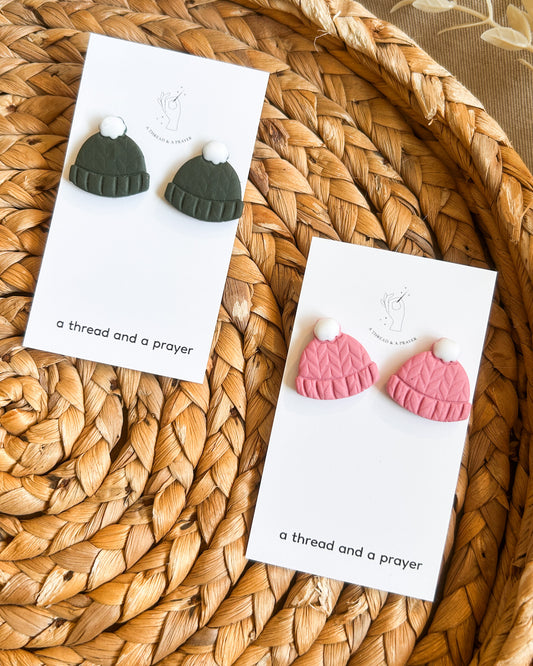 Winter Beanie Clay Studs