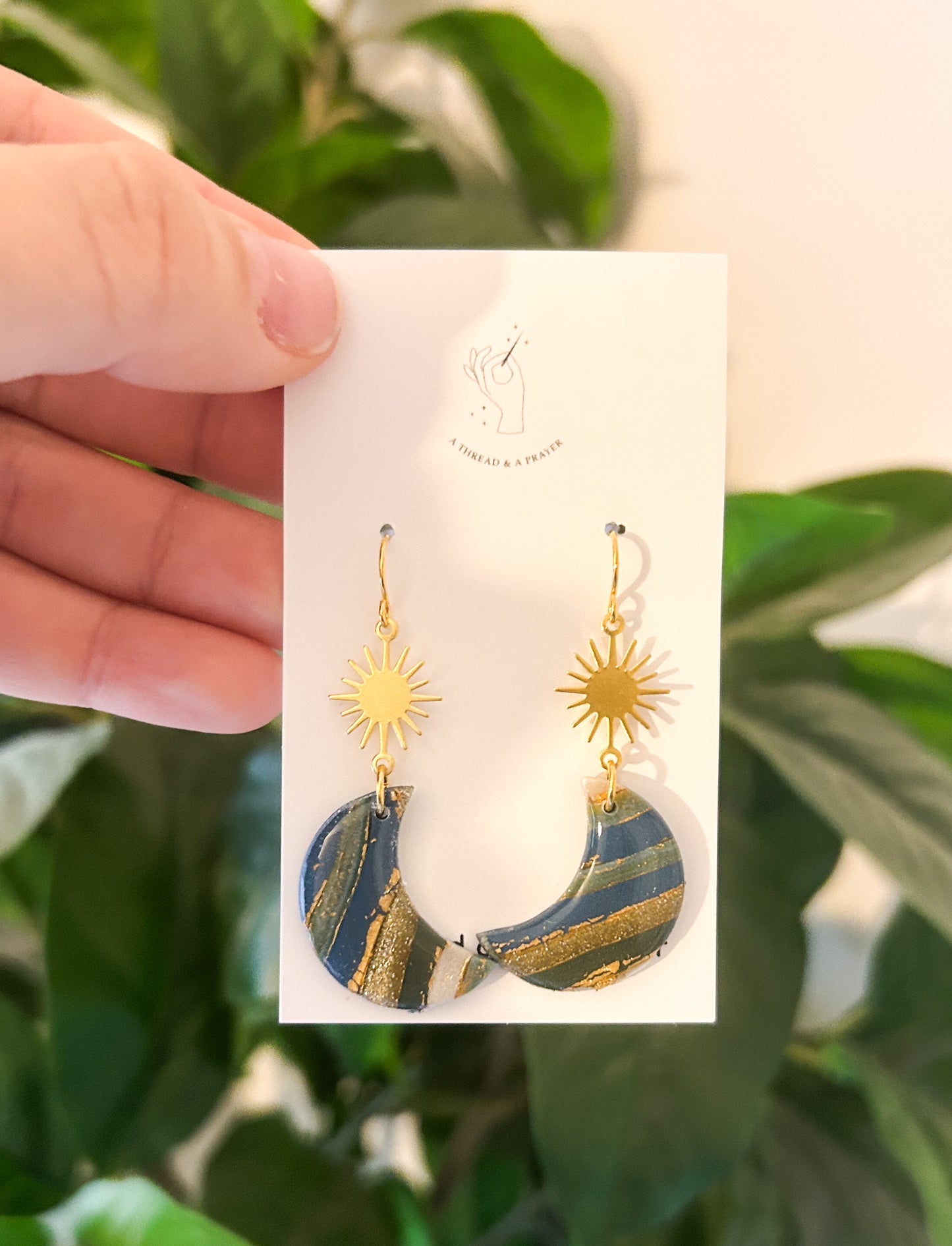 Winter Striped Gemstone Clay Earrings