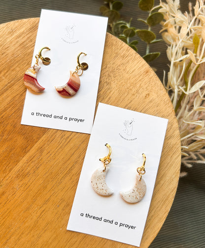 Mini Moon Gemstone Style Shiny Clay Earrings