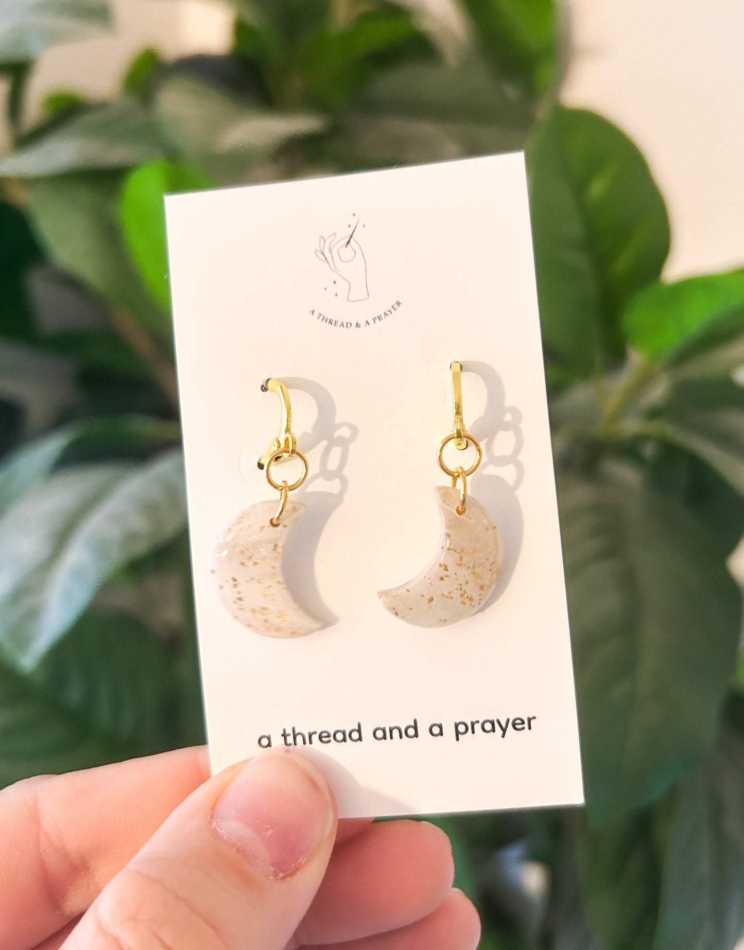 Mini Moon Gemstone Style Shiny Clay Earrings