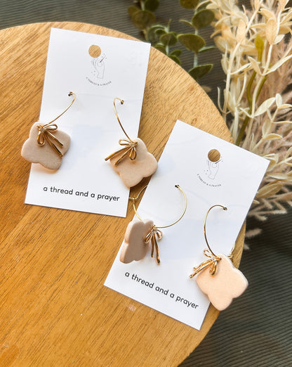 Winter Bows Light Pink Sparkle Hoops