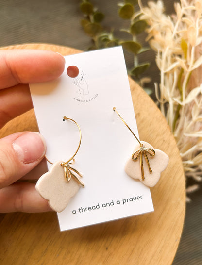 Winter Bows Light Pink Sparkle Hoops