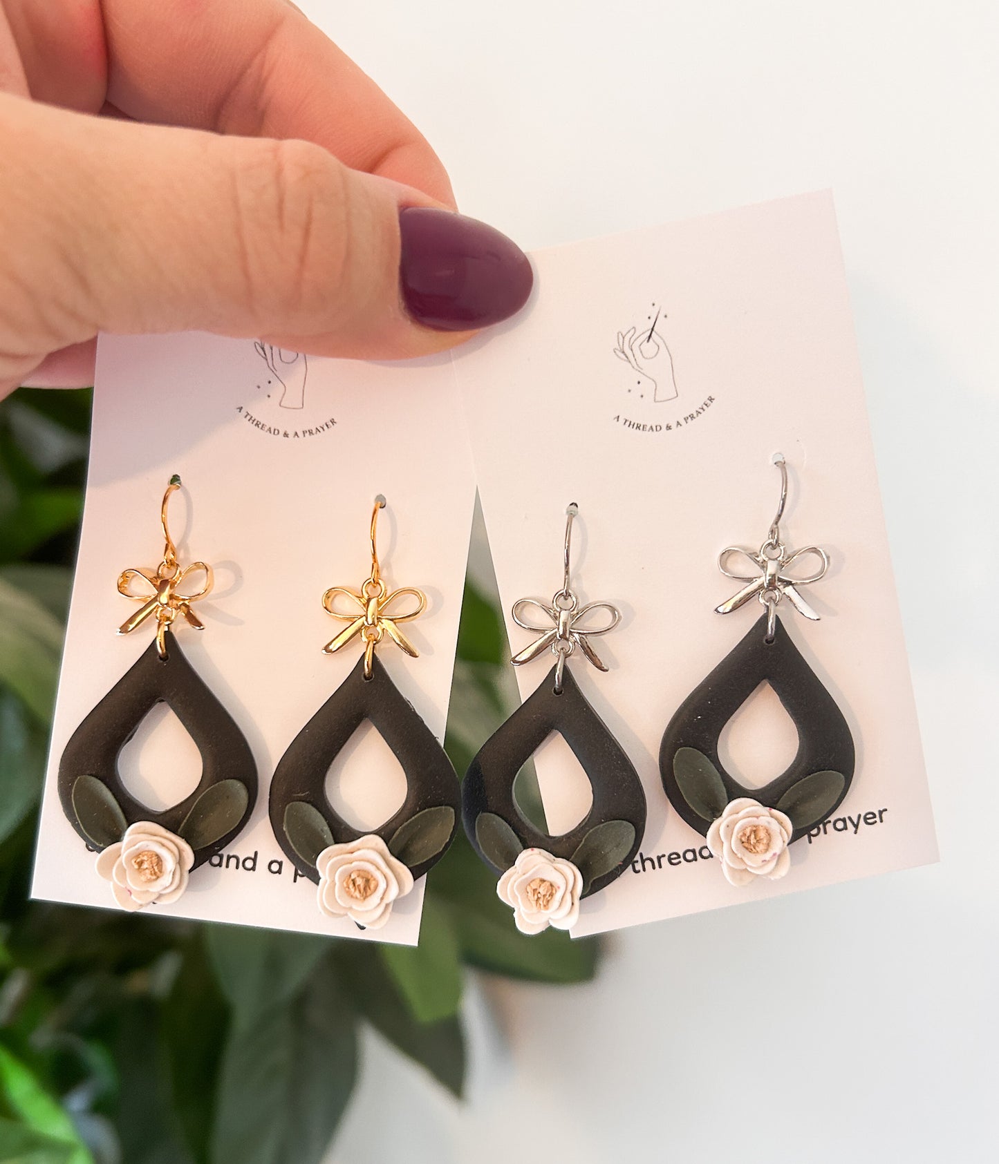 Moody and Cute Winter Floral Clay Dangles