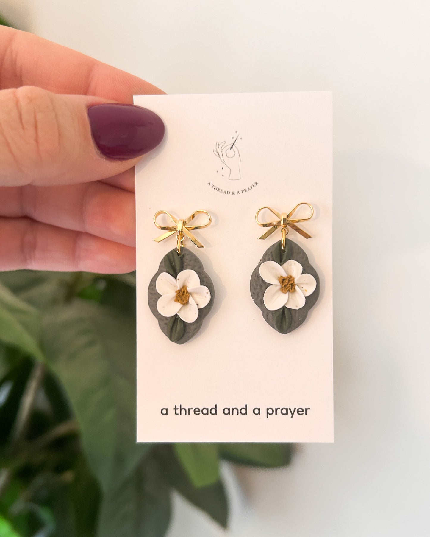 Moody and Cute Winter Floral Clay Dangles