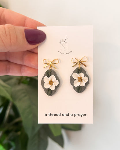 Moody and Cute Winter Floral Clay Dangles