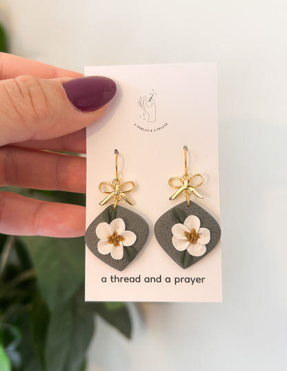 Moody and Cute Winter Floral Clay Dangles