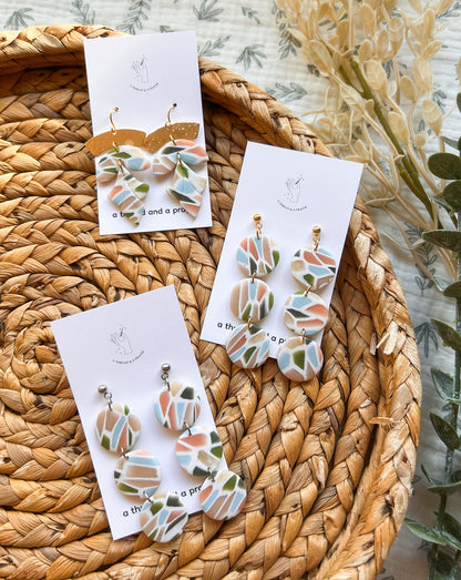 Winter Stained Glass Style Dangle Earrings