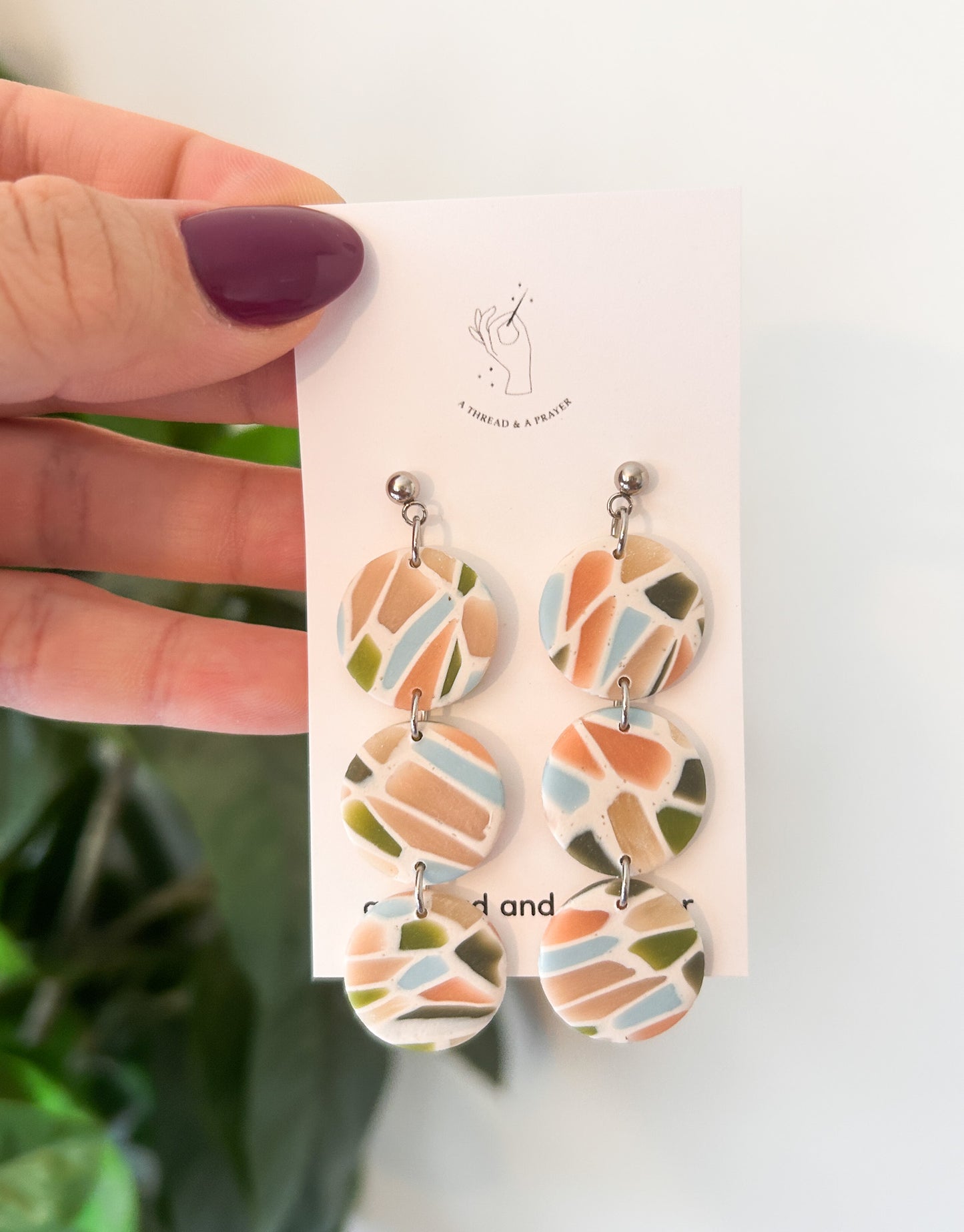 Winter Stained Glass Style Dangle Earrings