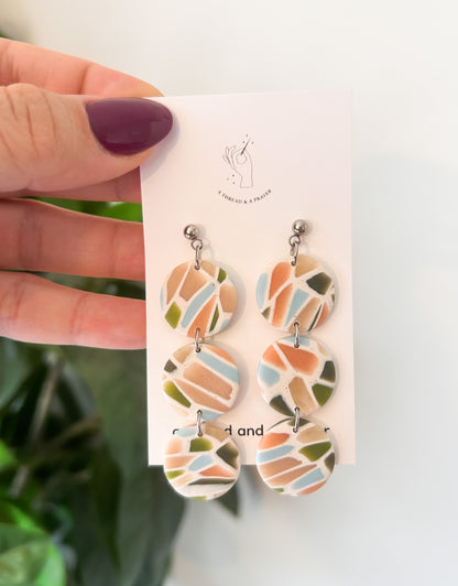 Winter Stained Glass Style Dangle Earrings