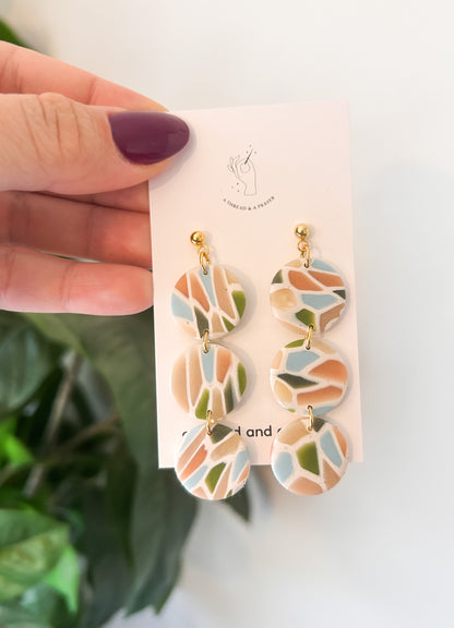 Winter Stained Glass Style Dangle Earrings