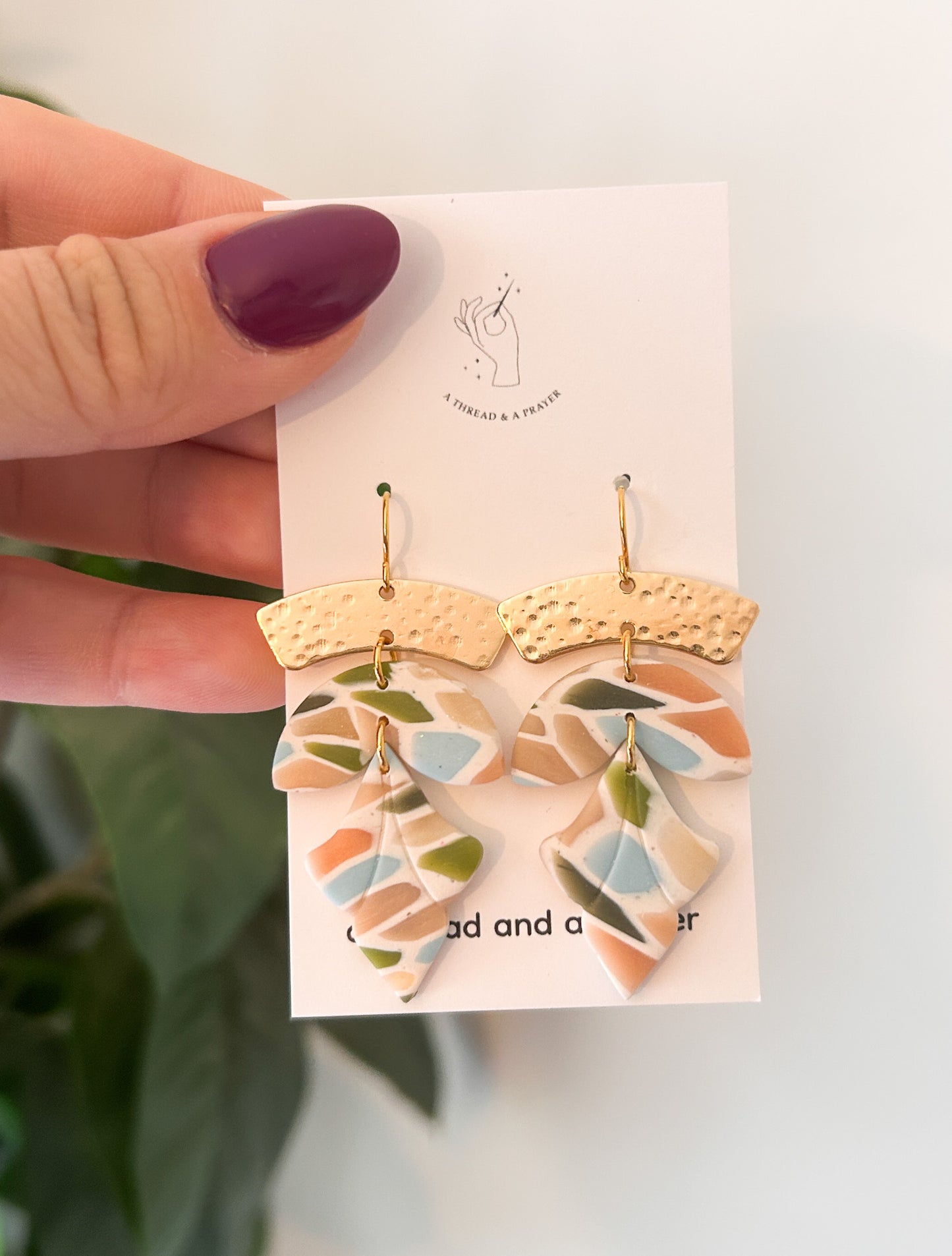 Winter Stained Glass Style Dangle Earrings