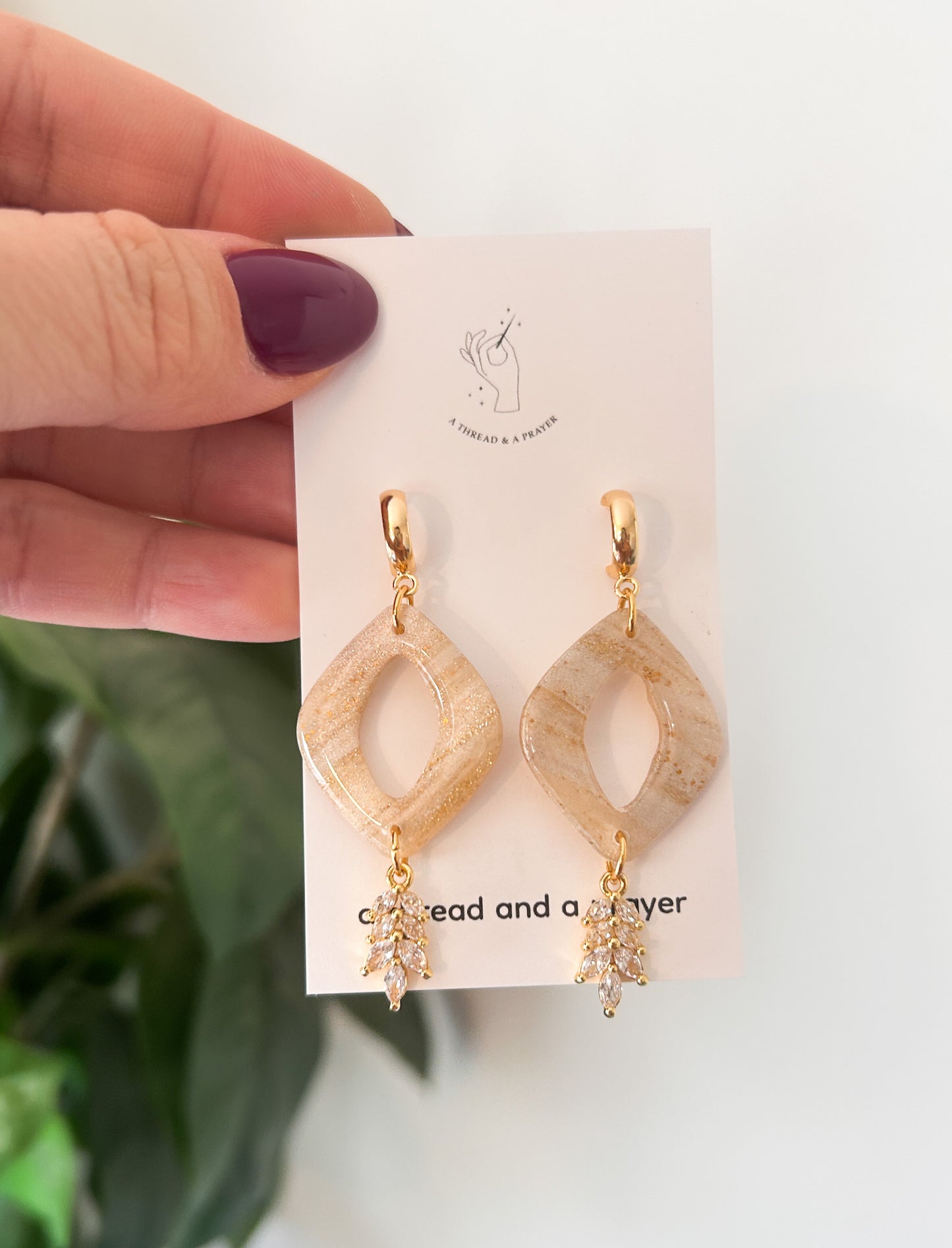 Gold Bows and Glitter Accent Shiny Clay Winter Earrings