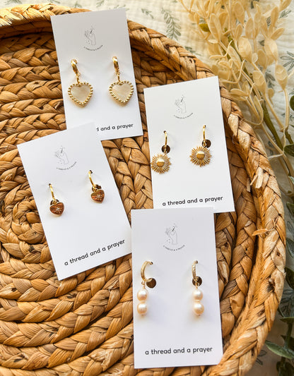 Dainty Gold Style Huggie Earrings | Gold Jewelry | Heart Dangles | Gal Pal Gifts