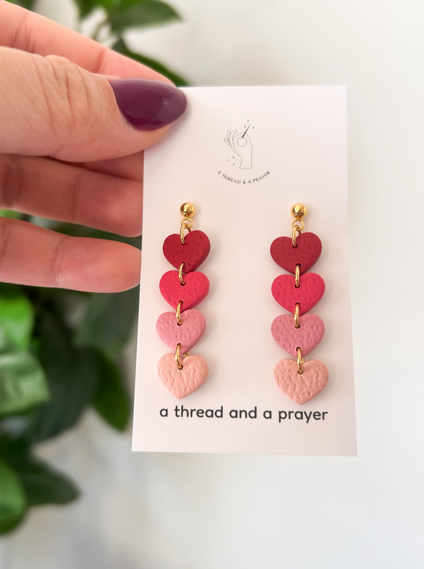 Stacked Heart Dangles | Valentine's Day | Glitter Hearts | Ombre