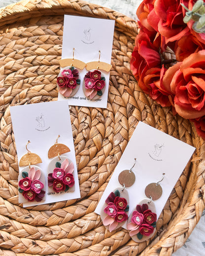 Winter Valentine's Day Inspired Floral Earrings