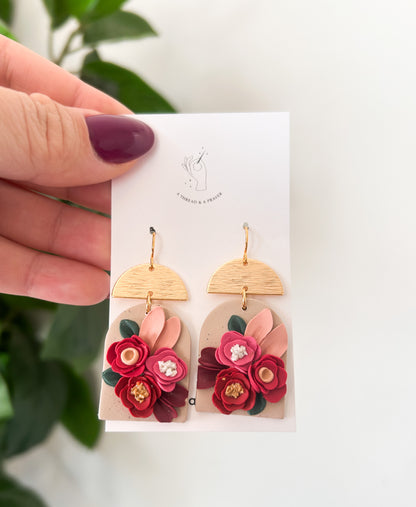 Winter Valentine's Day Inspired Floral Earrings