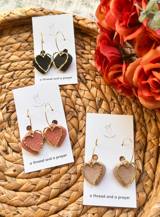 Gold Heart Accent Valentine's Day Hoops