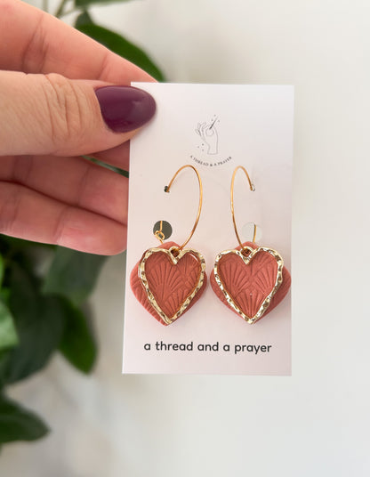 Gold Heart Accent Valentine's Day Hoops