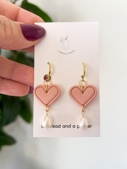 Dainty Heart Earrings | Pearls | Sugar Cookies