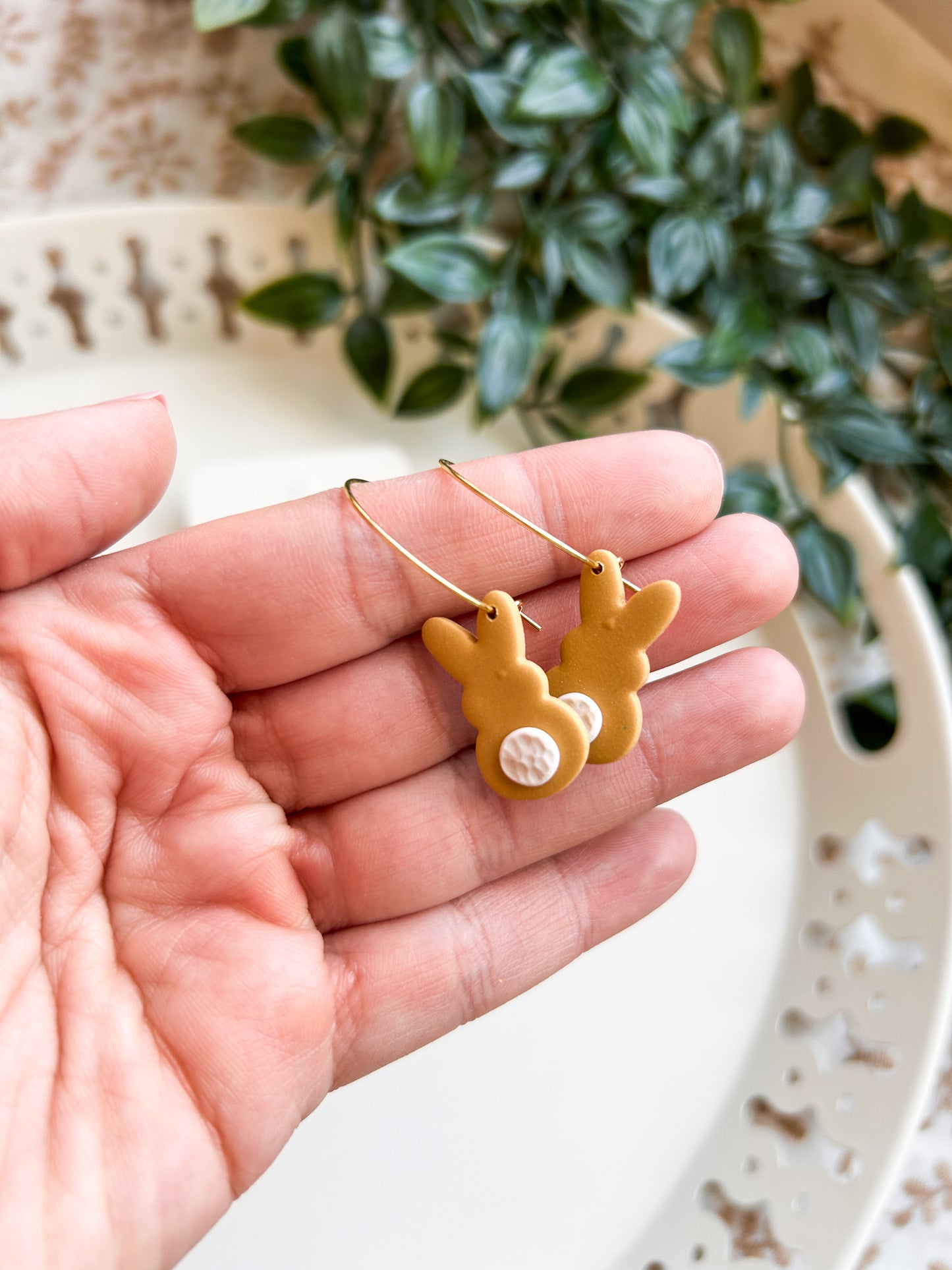 Easter Bunny Whimsy: Handmade Clay Earrings