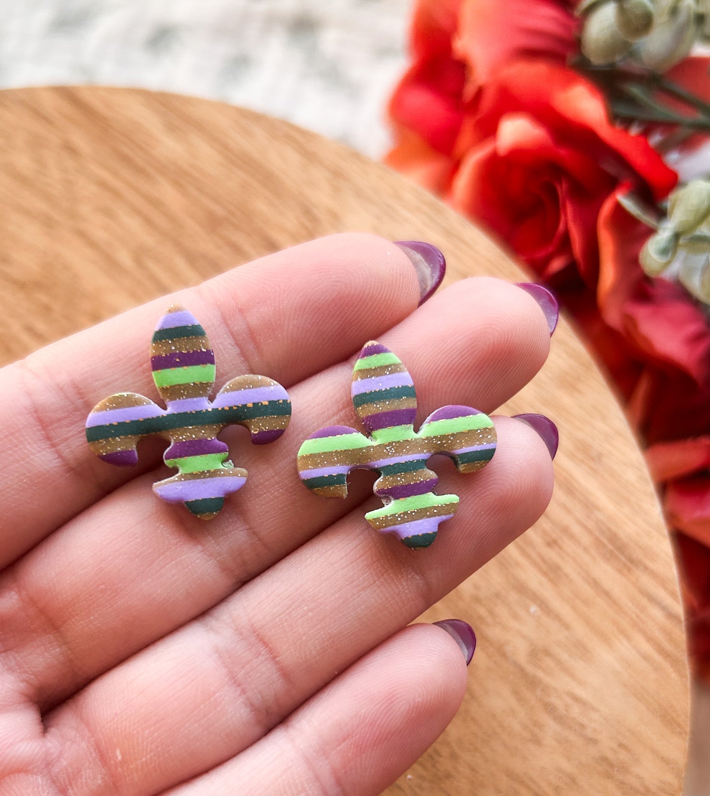 Valentines and Mardi Gras Studs