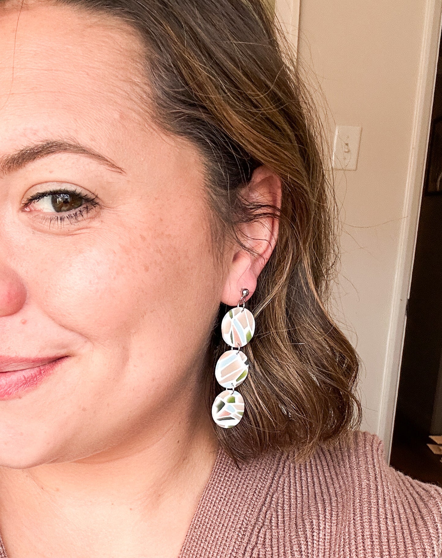 Winter Stained Glass Style Dangle Earrings