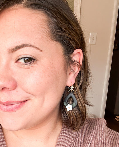 Moody and Cute Winter Floral Clay Dangles