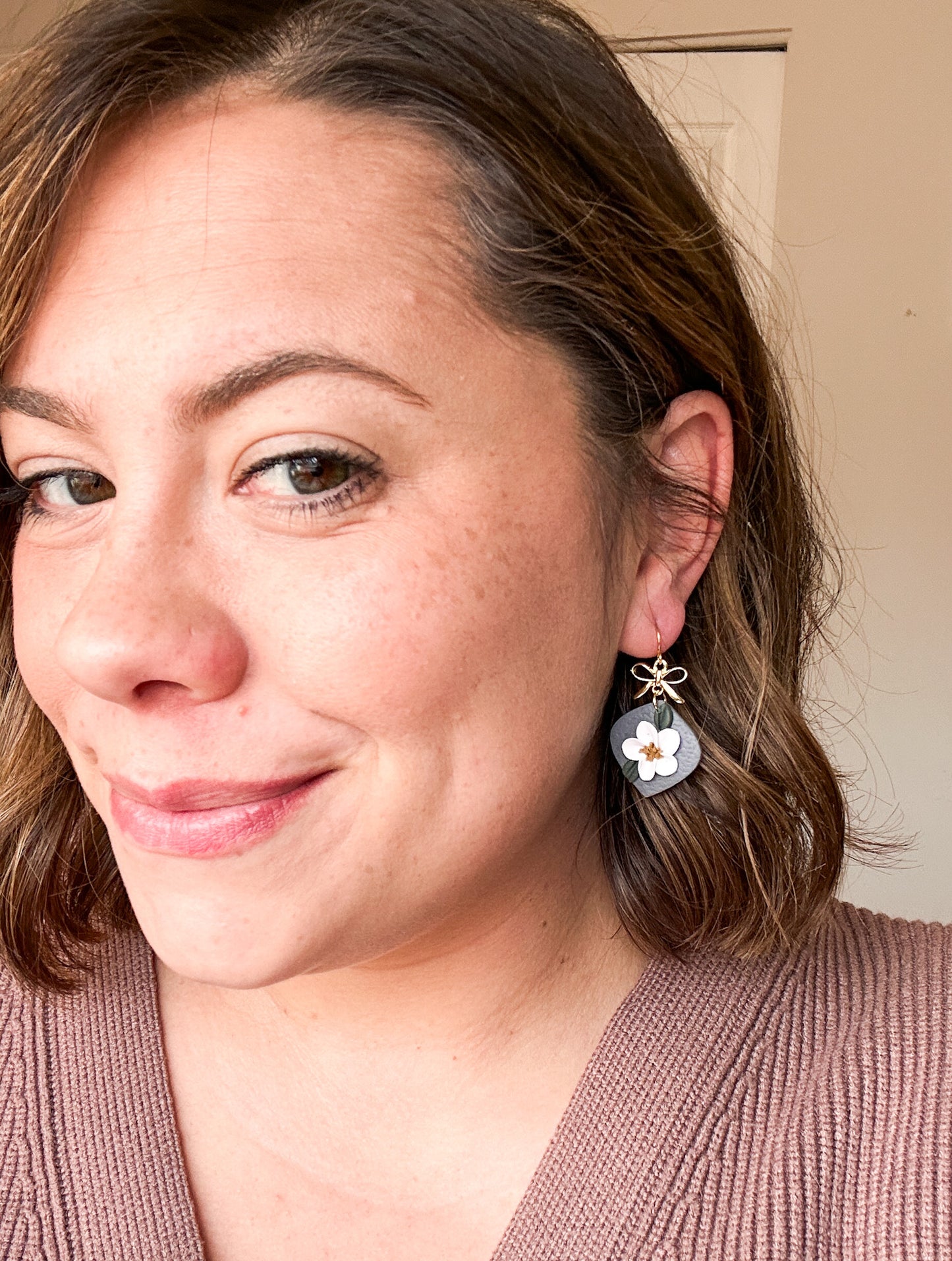 Moody and Cute Winter Floral Clay Dangles